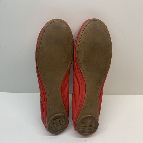 Tory Burch 7 M‎ women’s slip on ballet flat shoes red genuine leather (READ) - Picture 7 of 9